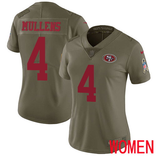 San Francisco 49ers Limited Olive Women Nick Mullens NFL Jersey #4 2017 Salute to Service